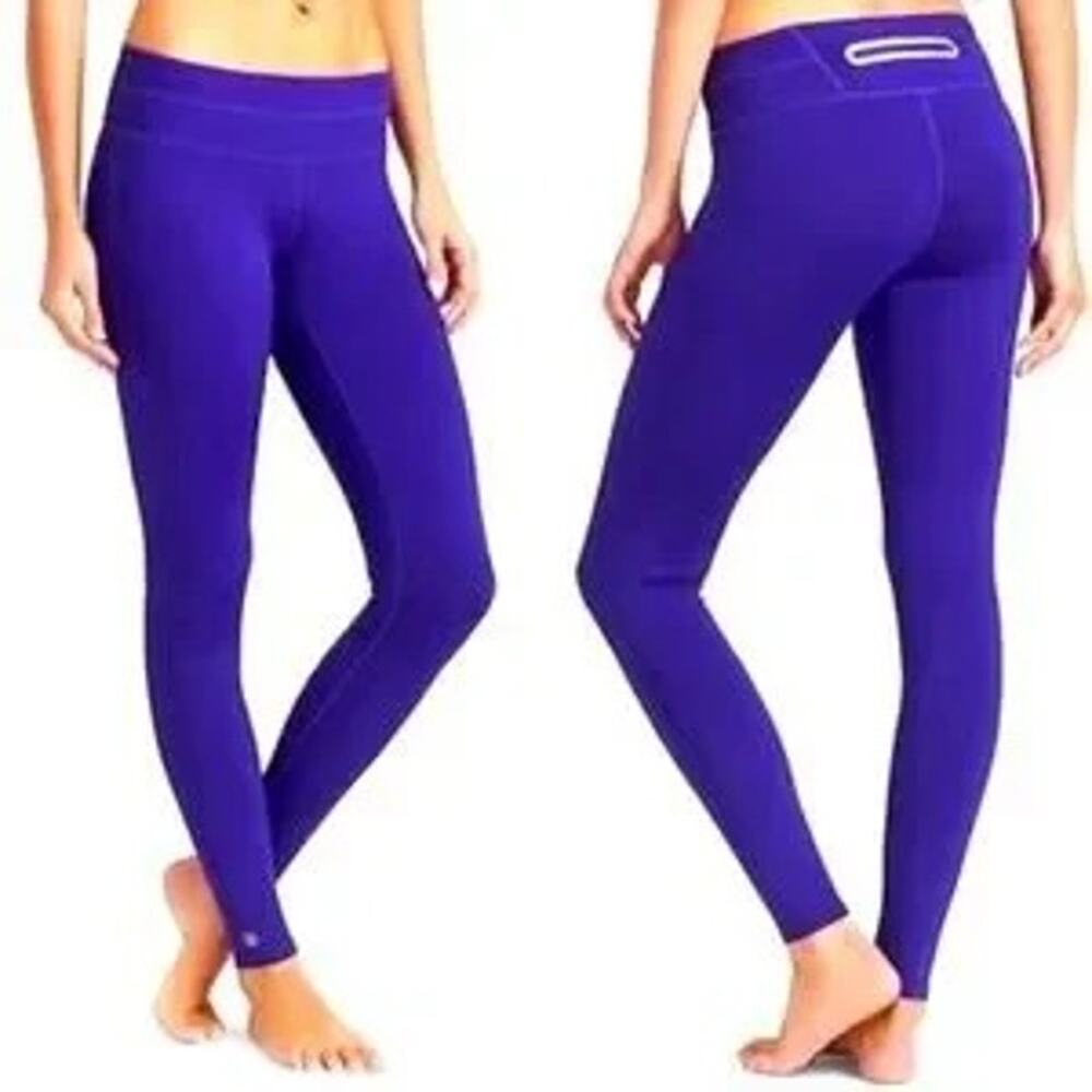 Athleta Sonar Tight Leggings Blue Mid Rise Zip Pocket Women Medium